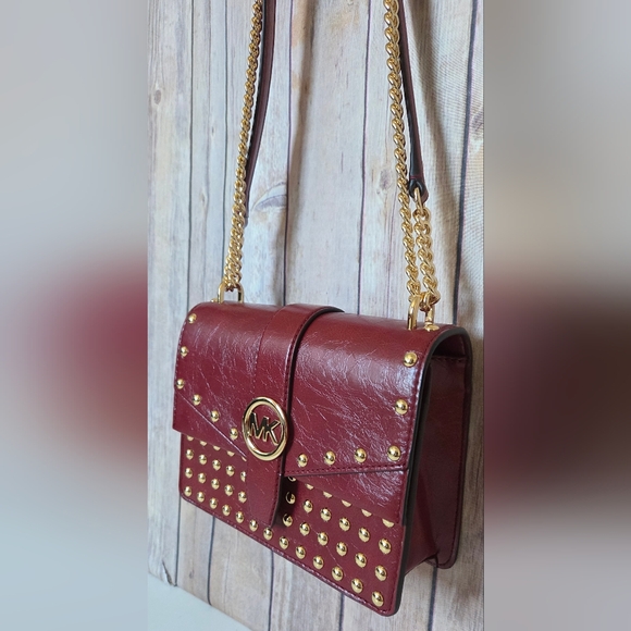 Michael Kors Cherry Color & Gold Studded XBag NWT - Picture 3 of 16